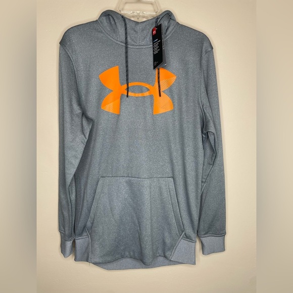 NWT Under Armour Gray Coldgear Hoodie Orange Logo Size Small - Picture 1 of 6